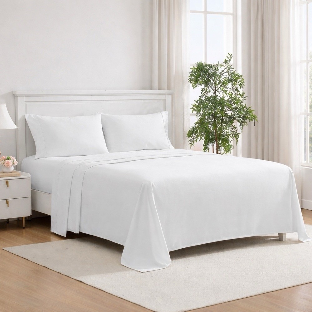 Jennifer Adams Home Eternal Collection Full White Sheet Set 4 Pc Microfiber New - Picture 2 of 6